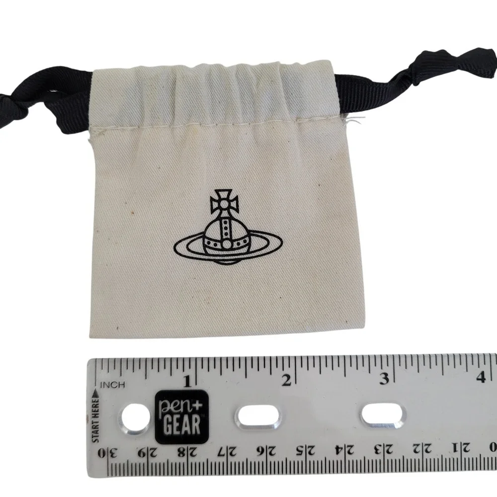 Vivienne Westwood Small Jewelry Dust Bag Cream Canvas Orb Logo Drawstring Pouch